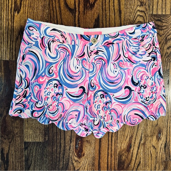 Lilly Pulitzer Buttercup Knit Shorts Raz Berry Flamingoals - Picture 1 of 3